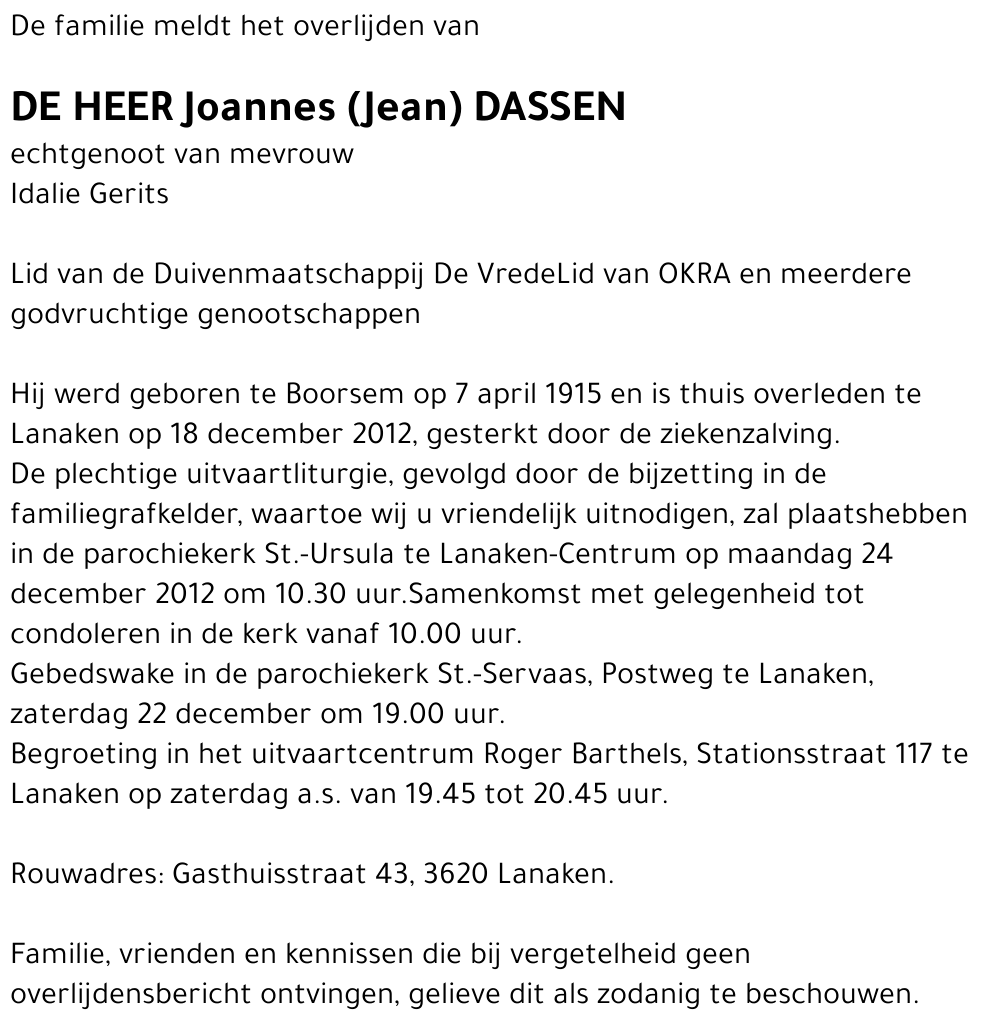 Joannes (Jean) Dassen