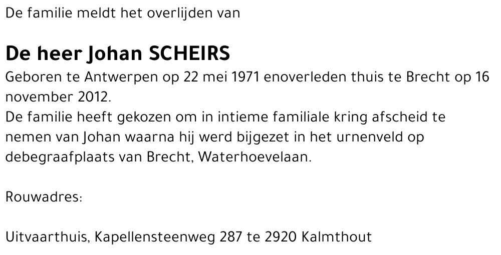 Johan Paul Achille SCHEIRS