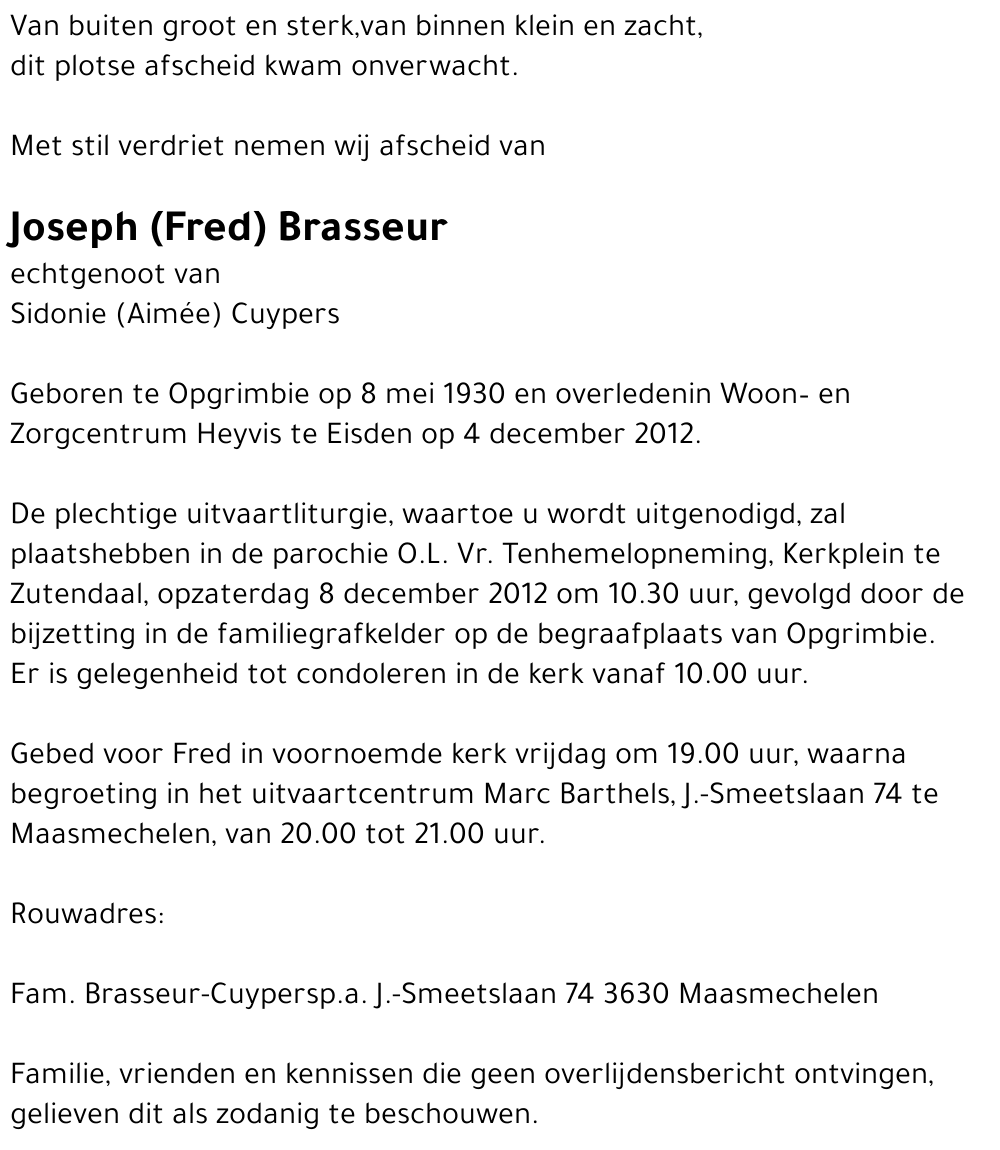 Joseph (Fred) Brasseur