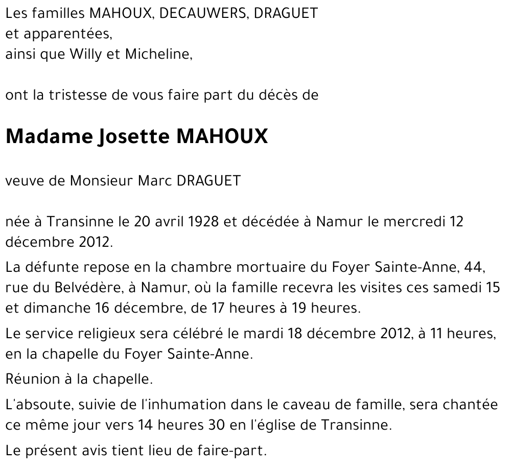Josette MAHOUX
