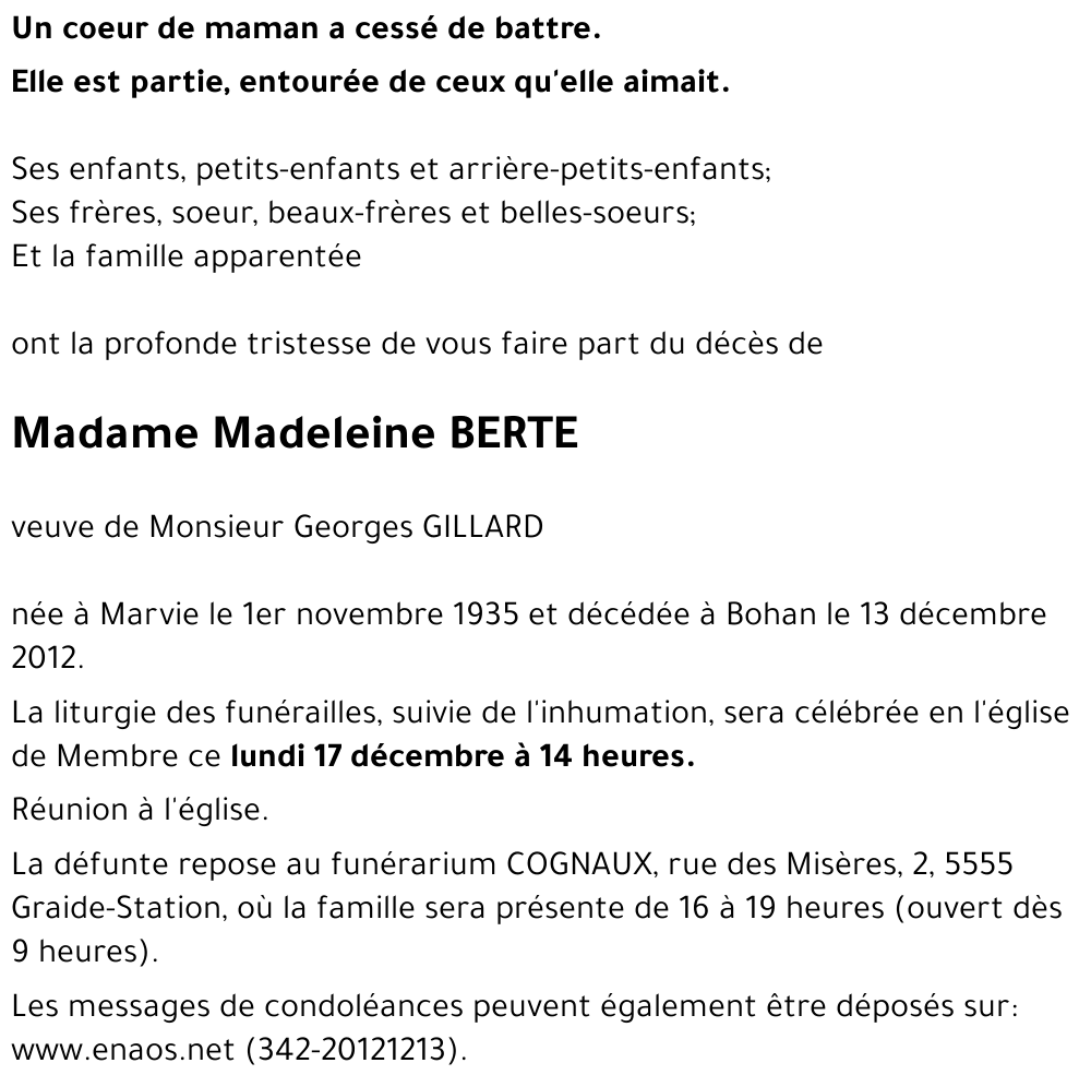 Madeleine BERTHE