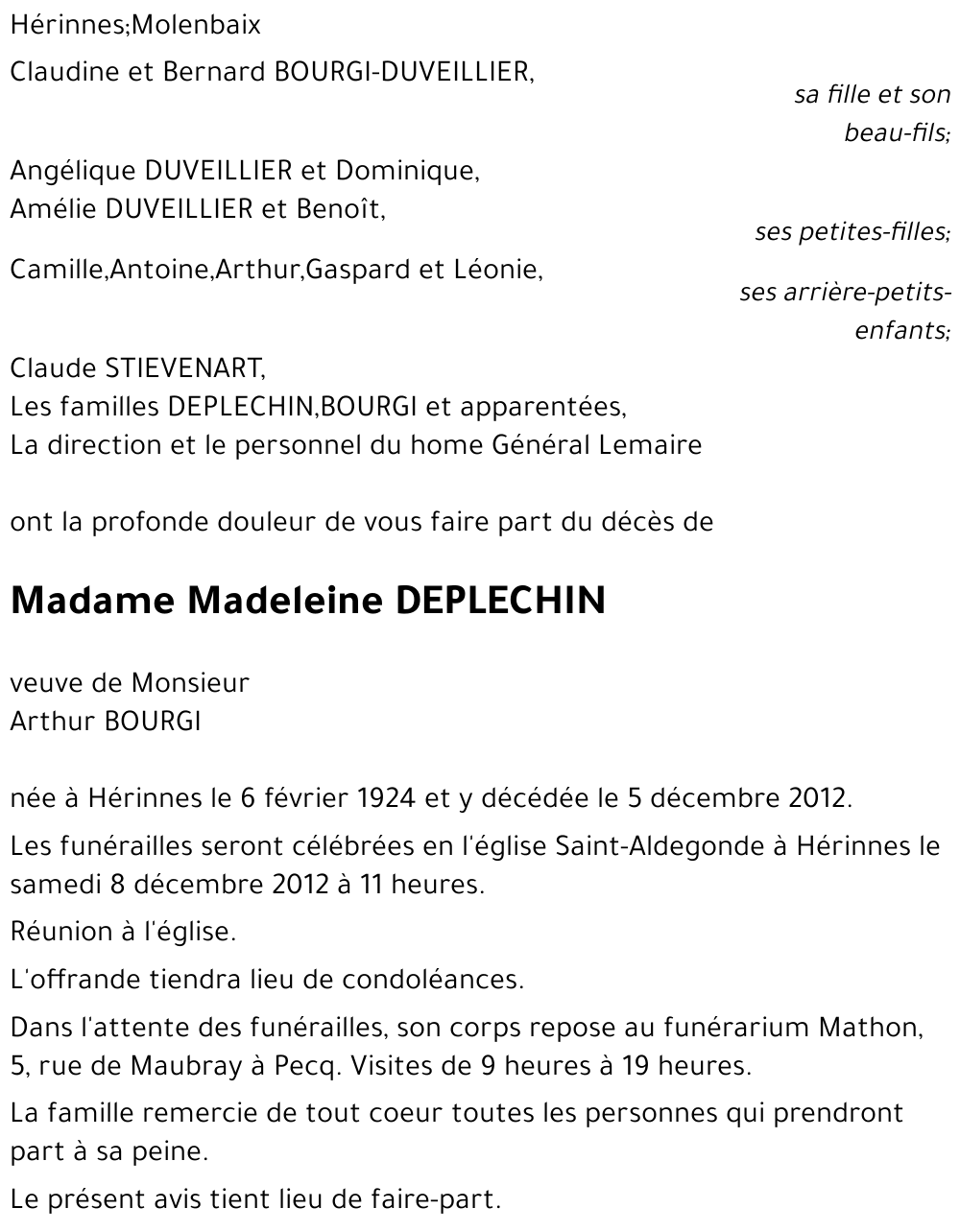 Madeleine DEPLECHIN