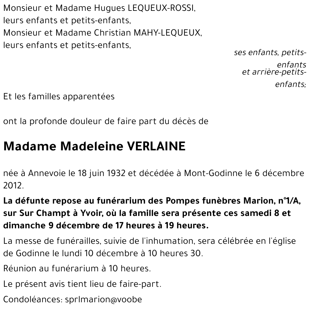 Madeleine VERLAINE