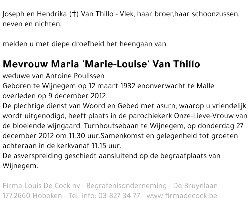 Maria 'Marie-Louise' Van Thillo