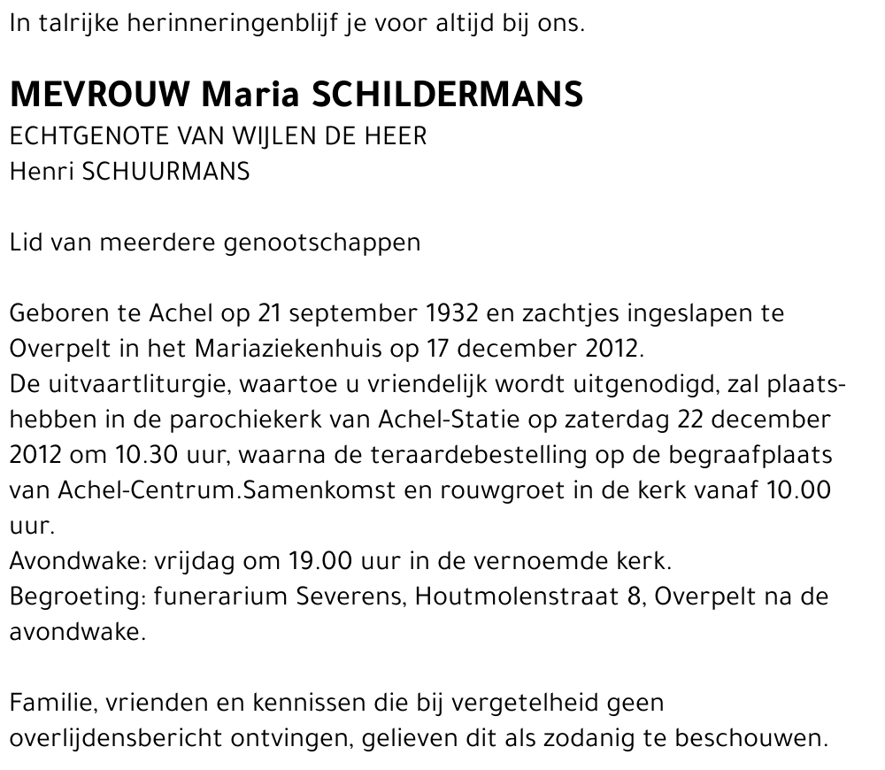 Maria Schildermans