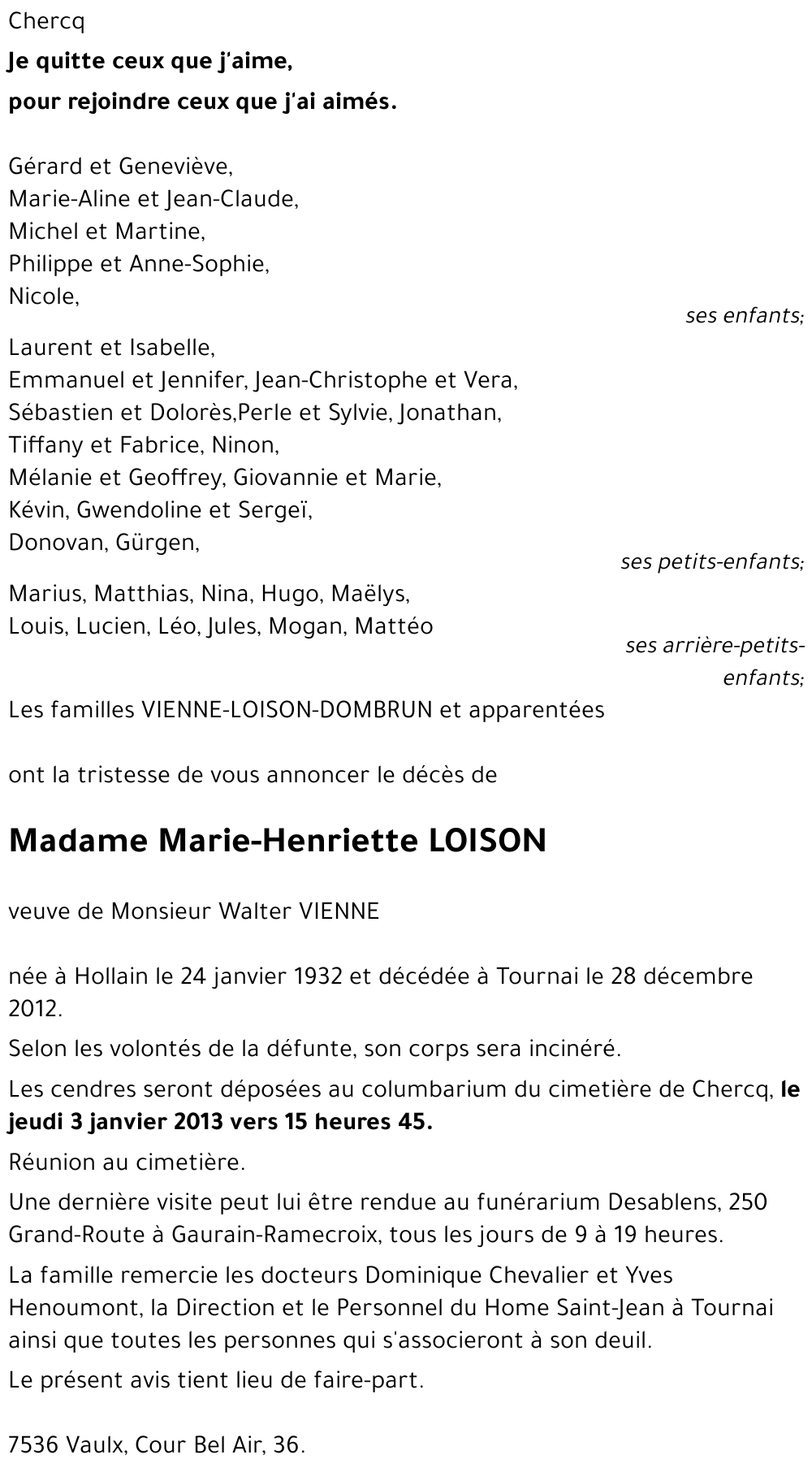 Marie-Henriette LOISON