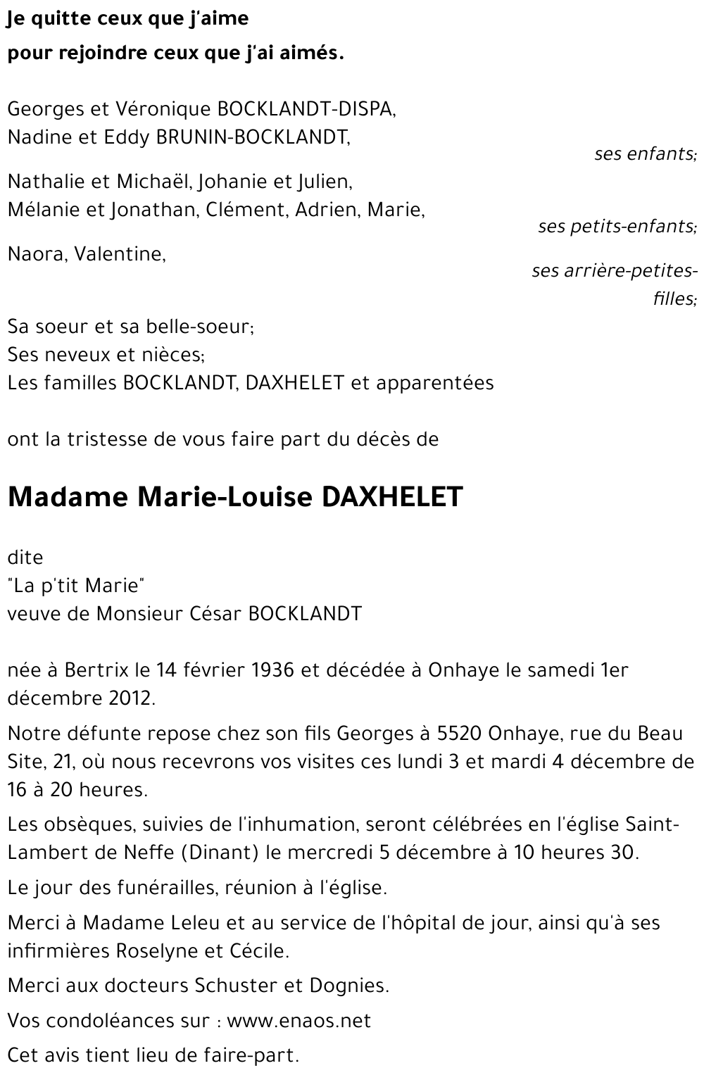 Marie-Louise DAXHELET