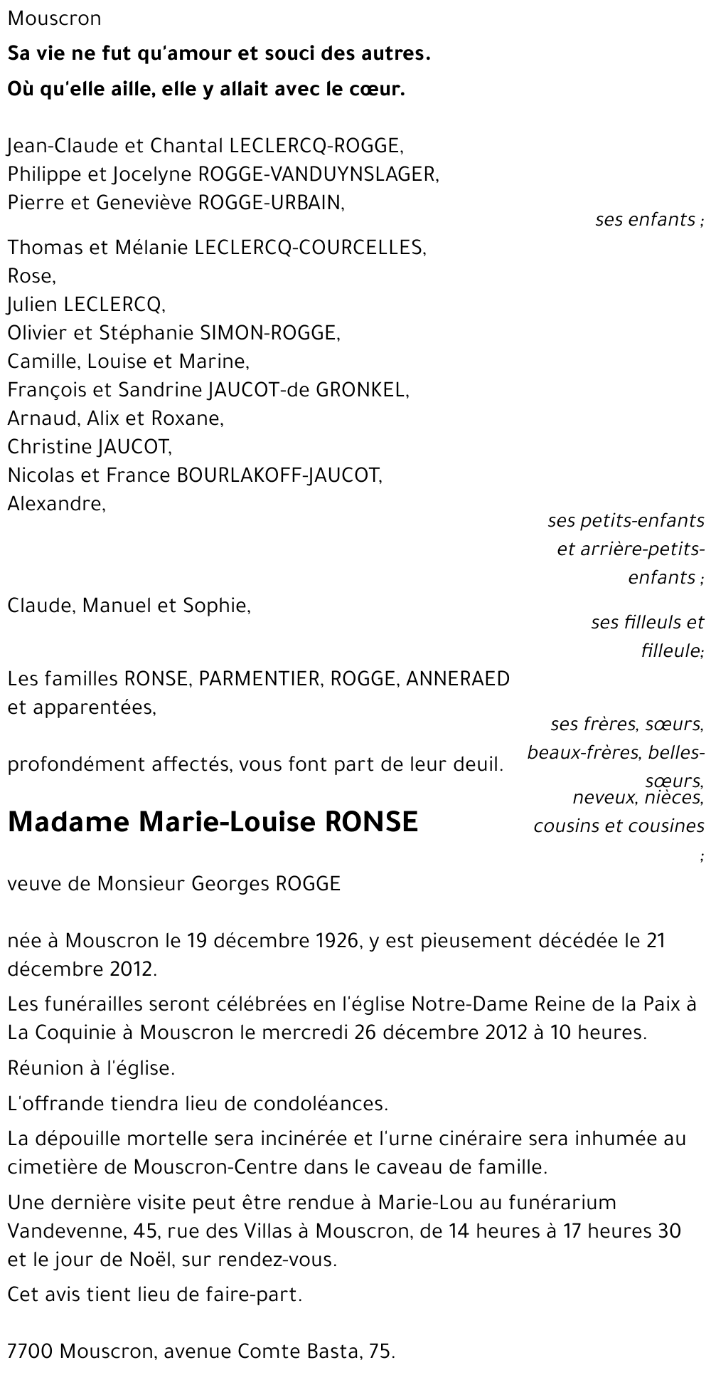 Marie-Louise RONSE