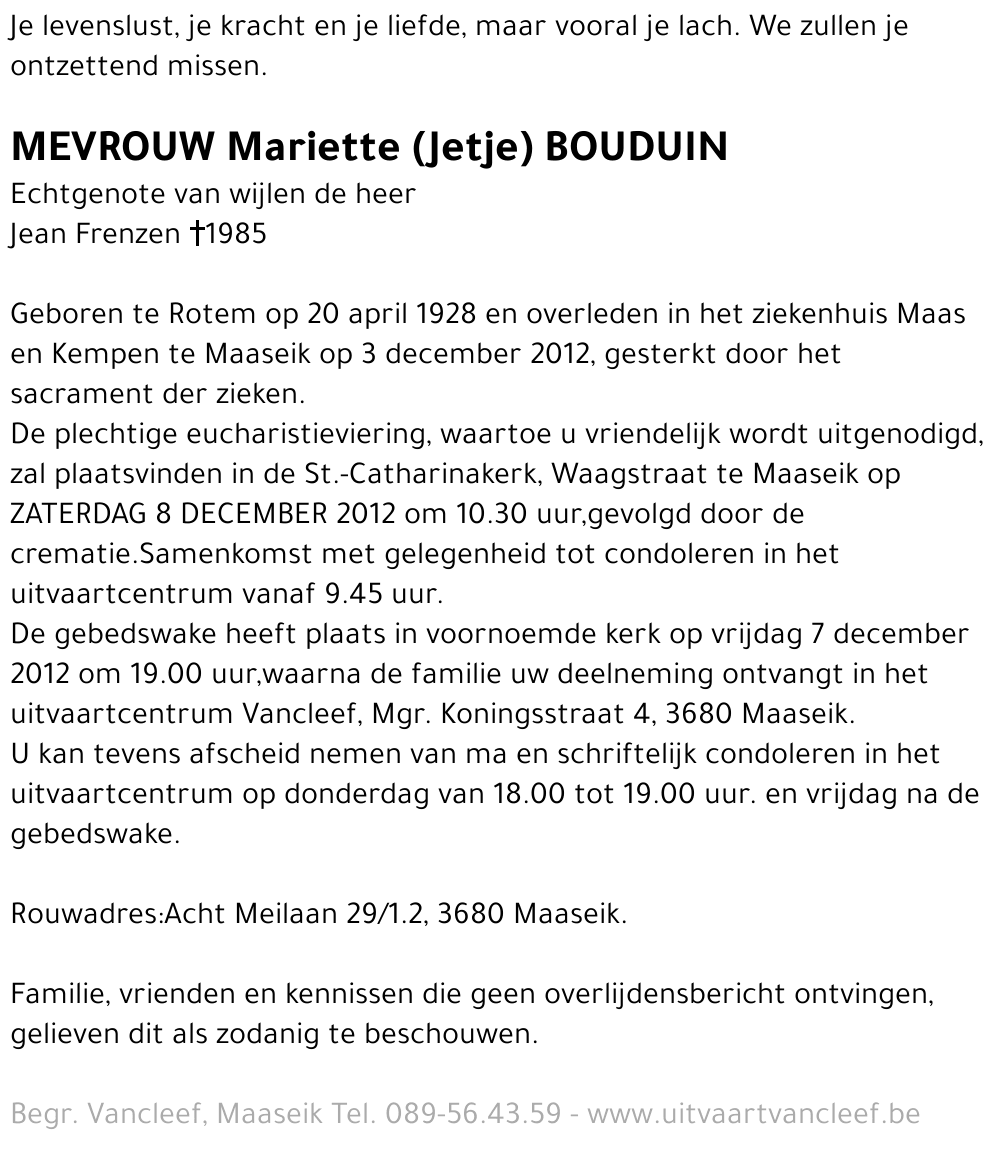 Mariette (Jetje) Bouduin