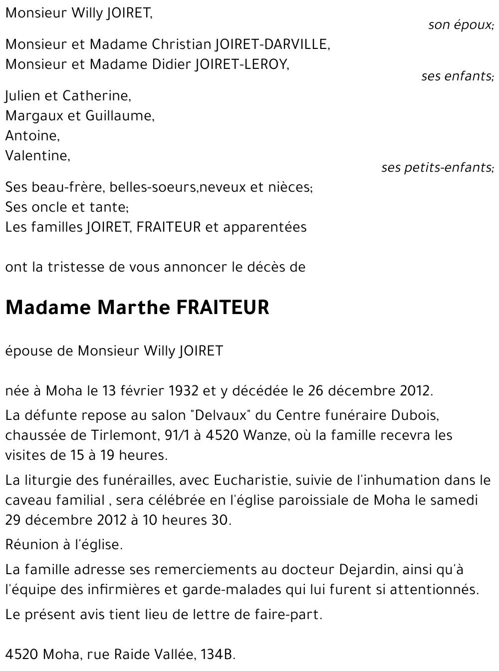 Marthe FRAITEUR