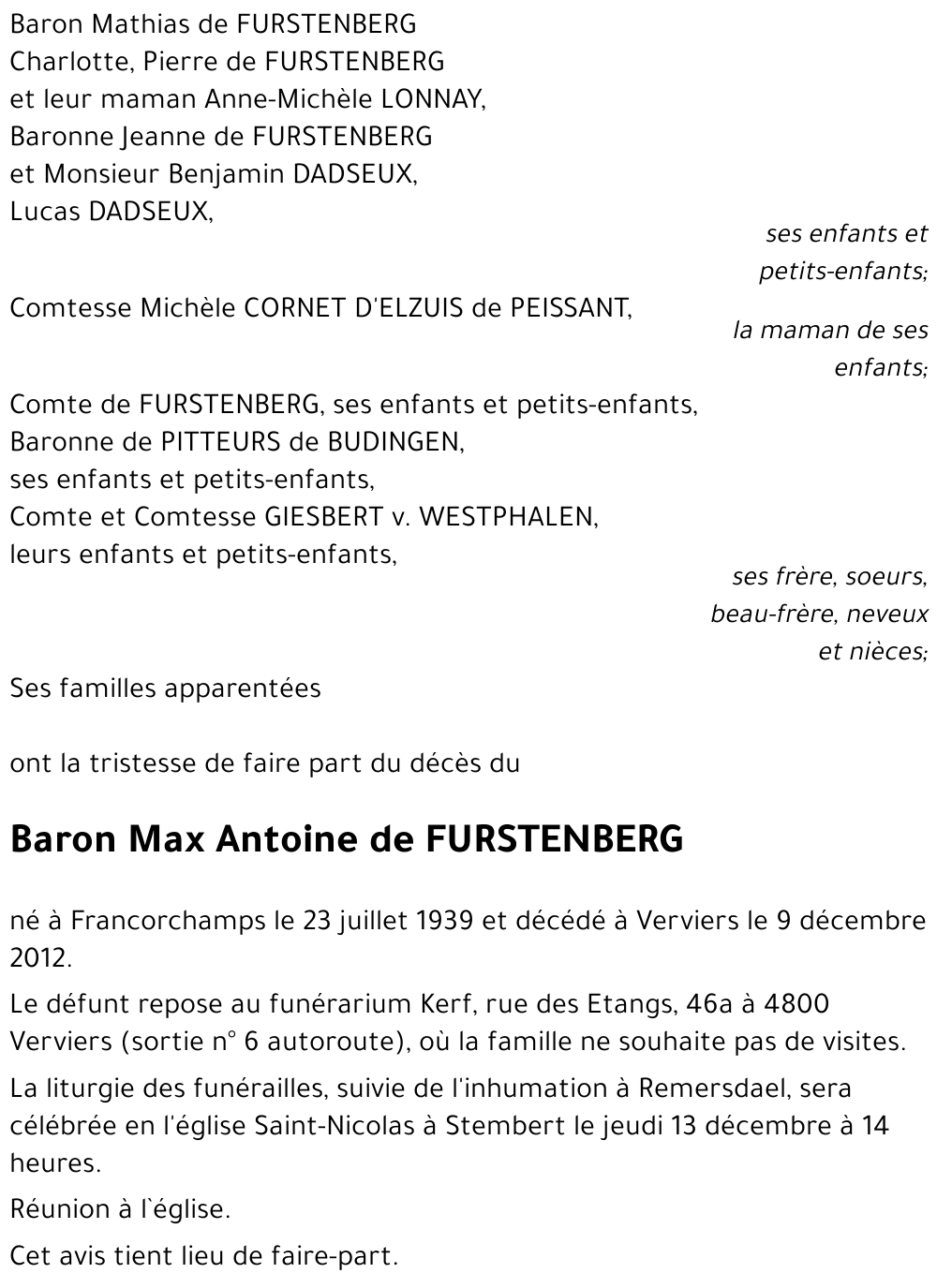 Maximilien de FURSTENBERG