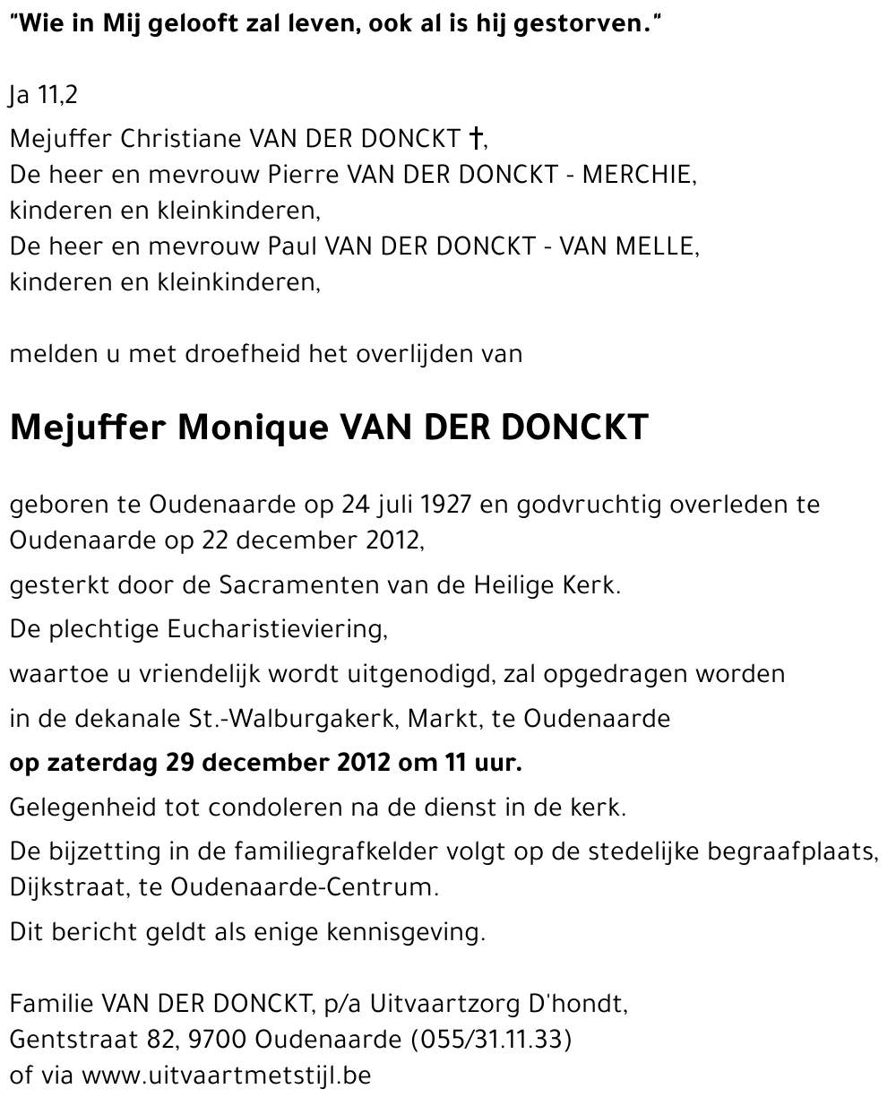 Monique Van Der Donckt