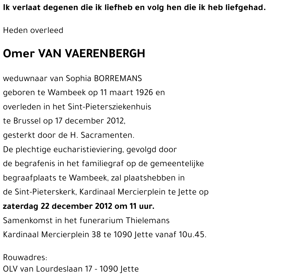 Omer VAN VAERENBERGH