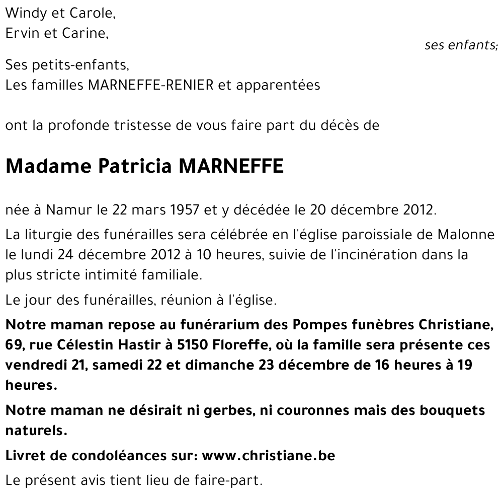 Patricia MARNEFFE