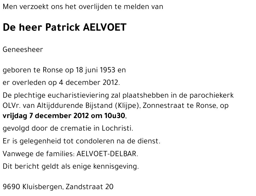 Patrick AELVOET