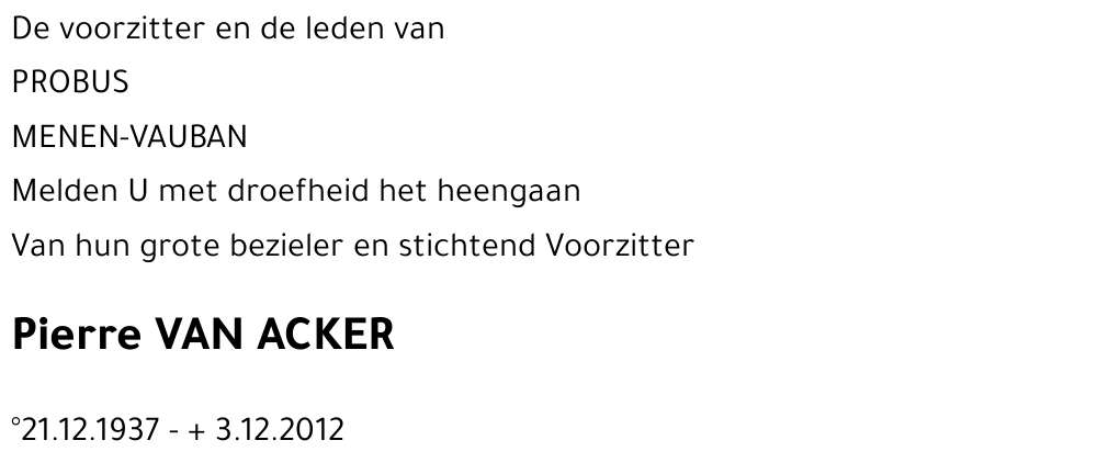 Pierre VAN ACKER