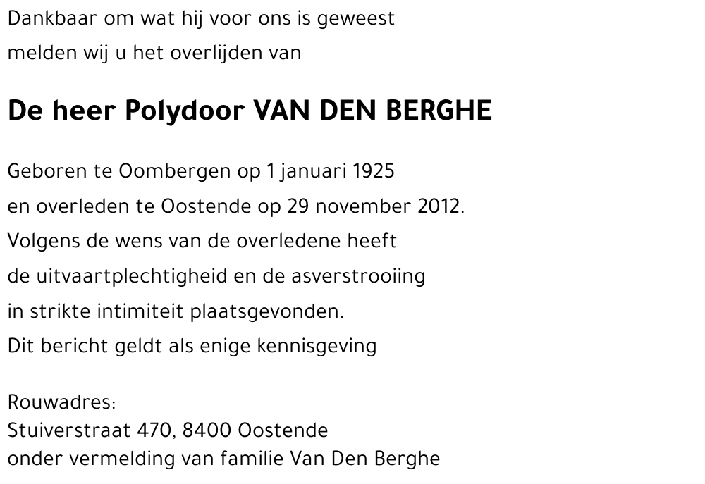 Polydor VAN DEN BERGHE