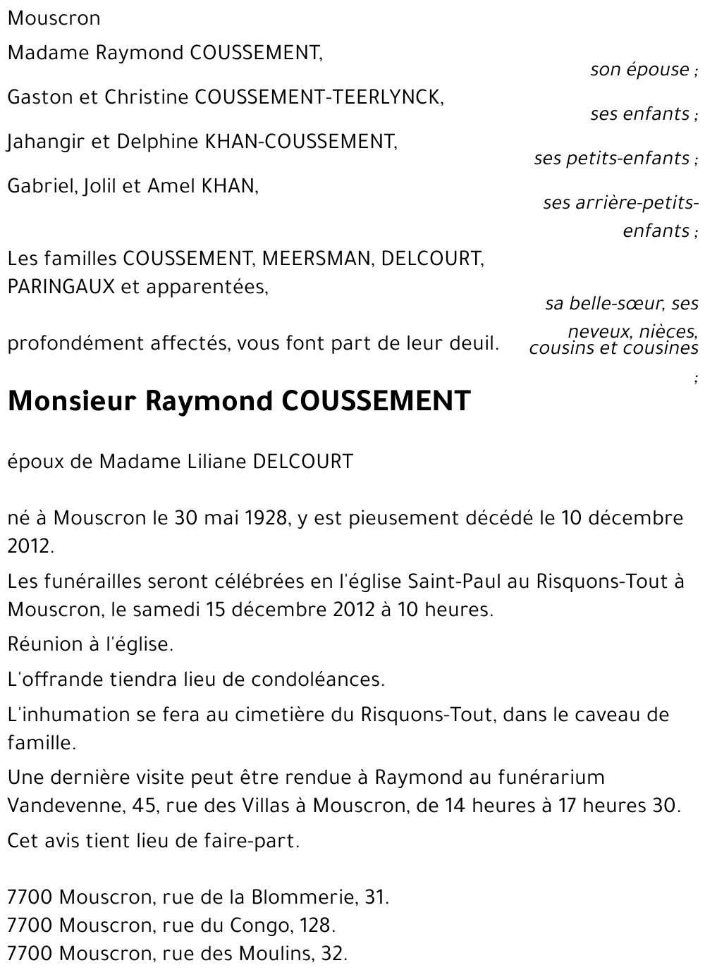 Raymond COUSSEMENT