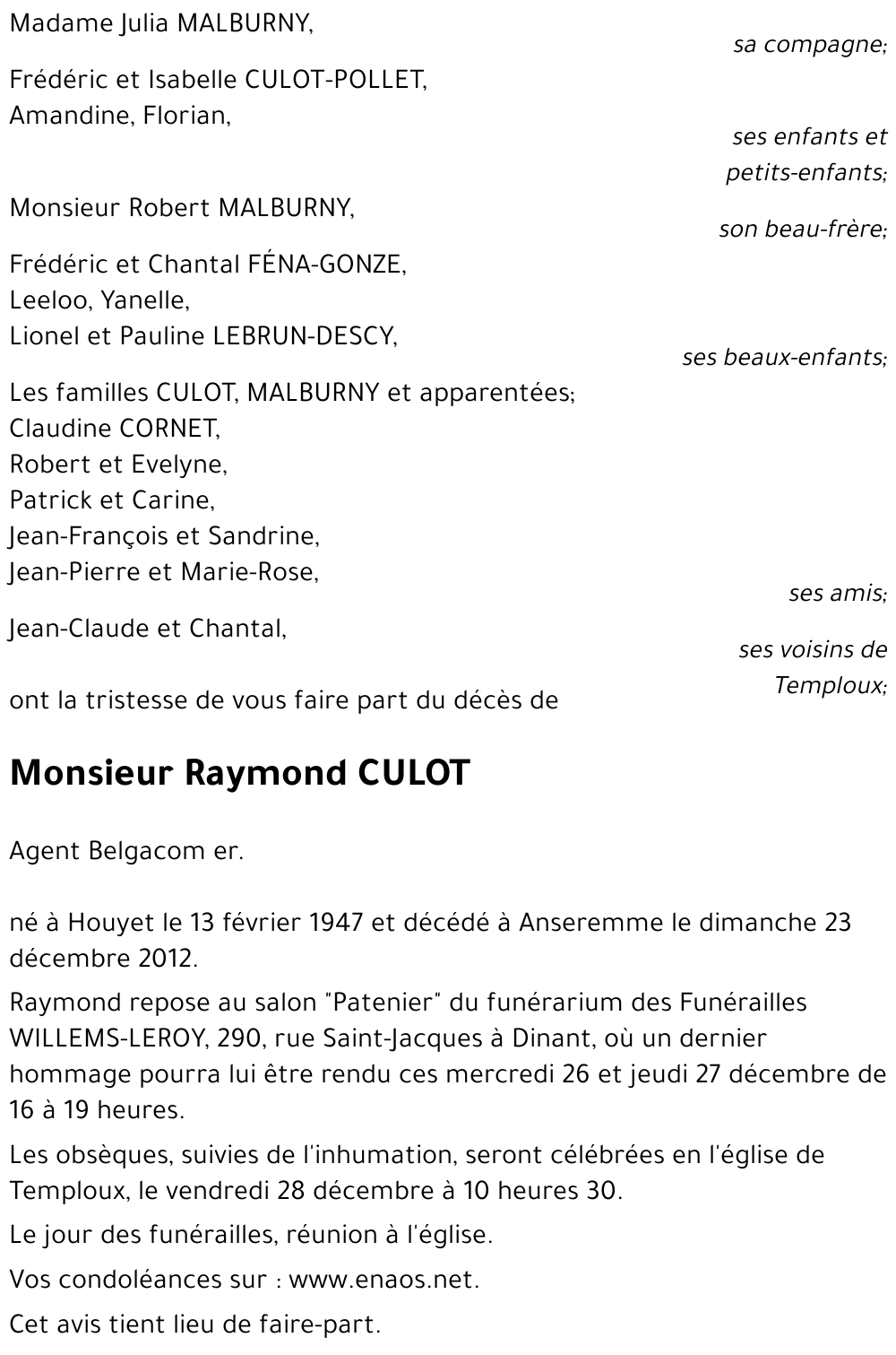 Raymond CULOT