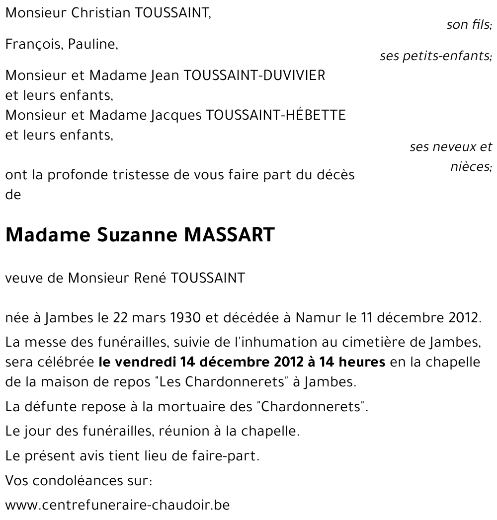 Suzanne MASSART