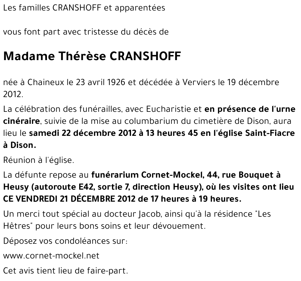 Thérèse CRANSHOFF
