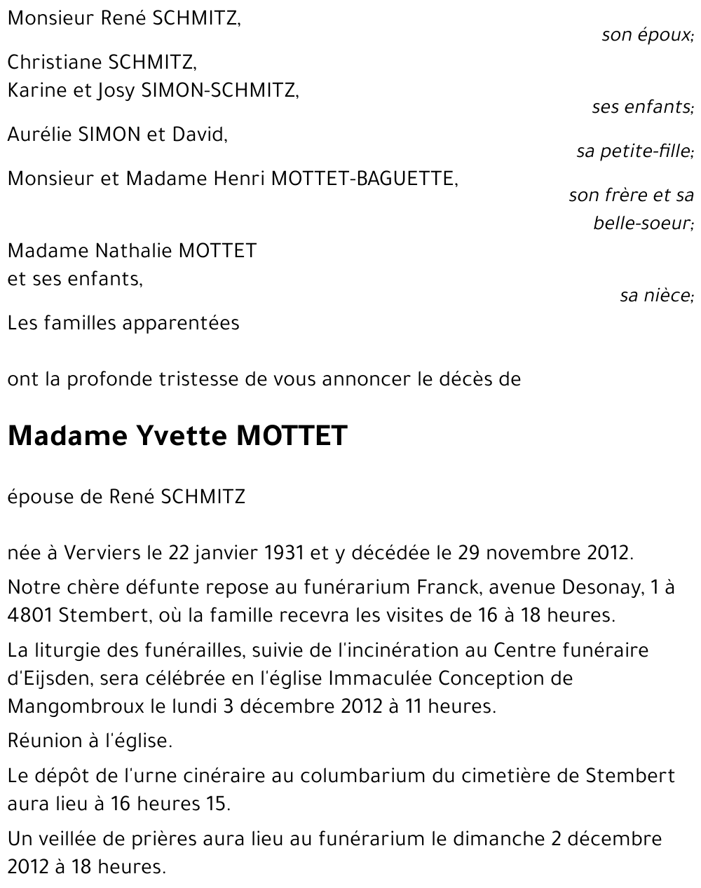 Yvette MOTTET