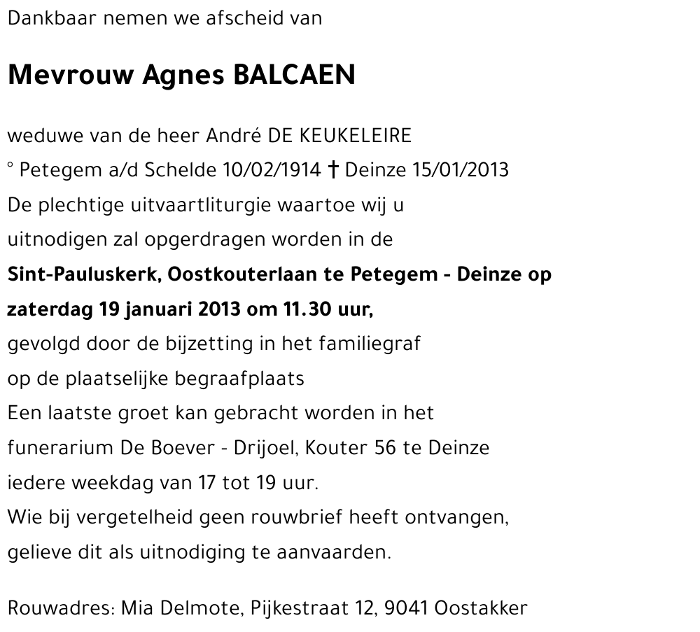 Agnes BALCAEN