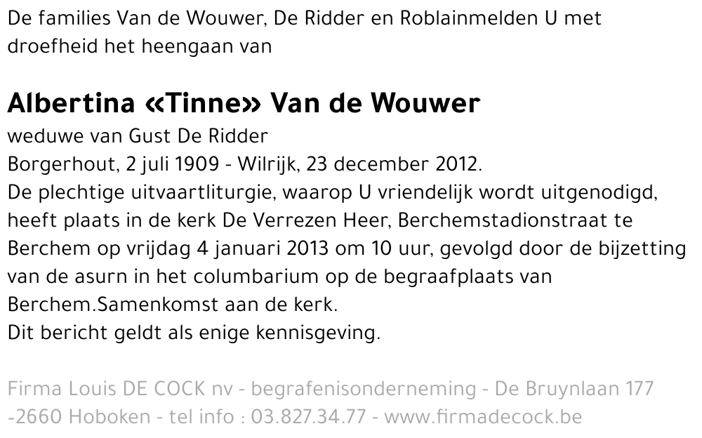 Albertina «Tinne» Van de Wouwer