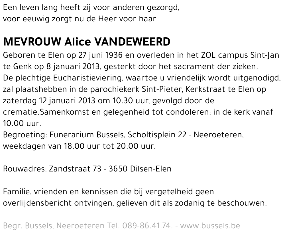 Alice VANDEWEERD