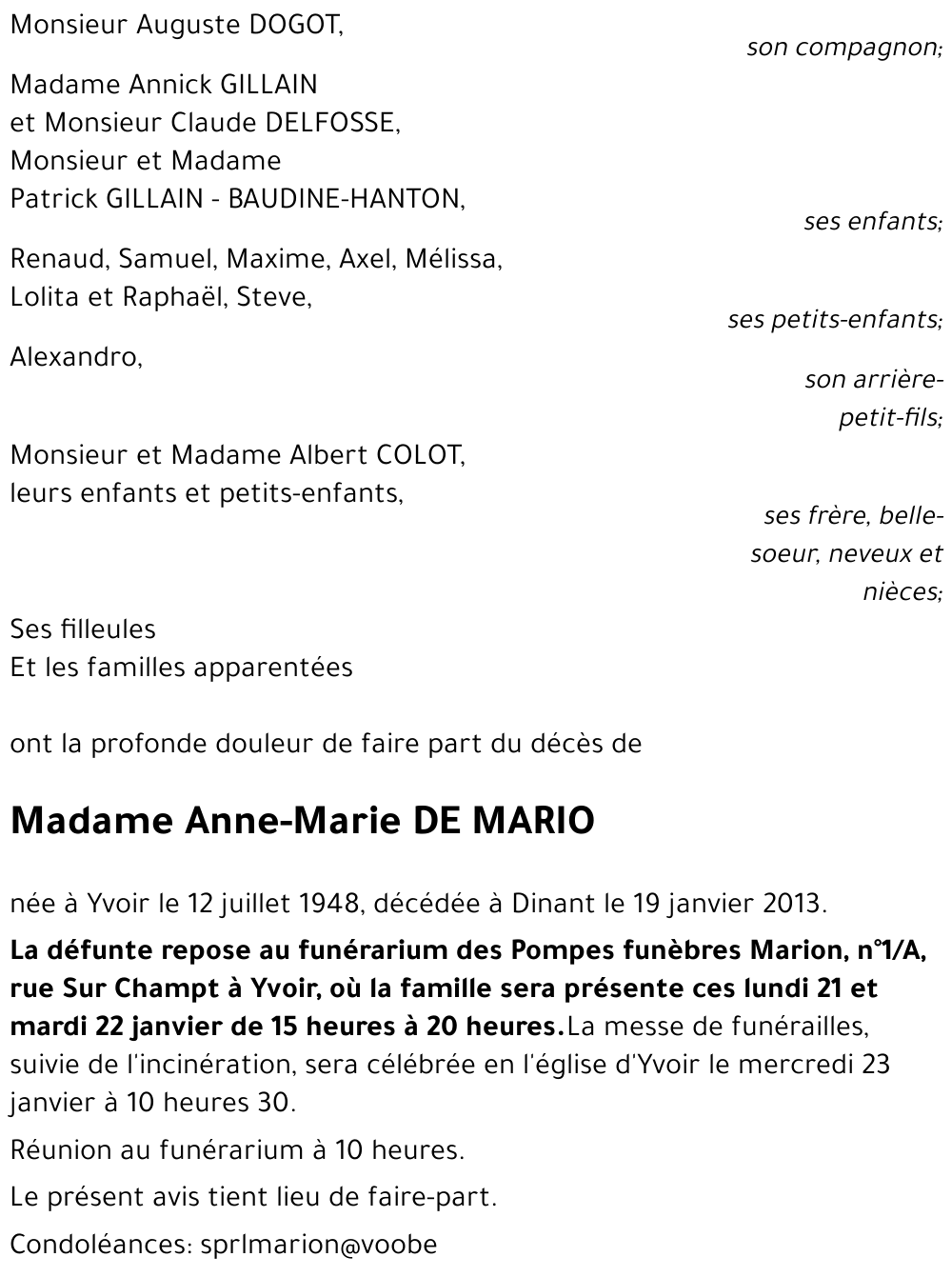 Anne-Marie DE MARIO