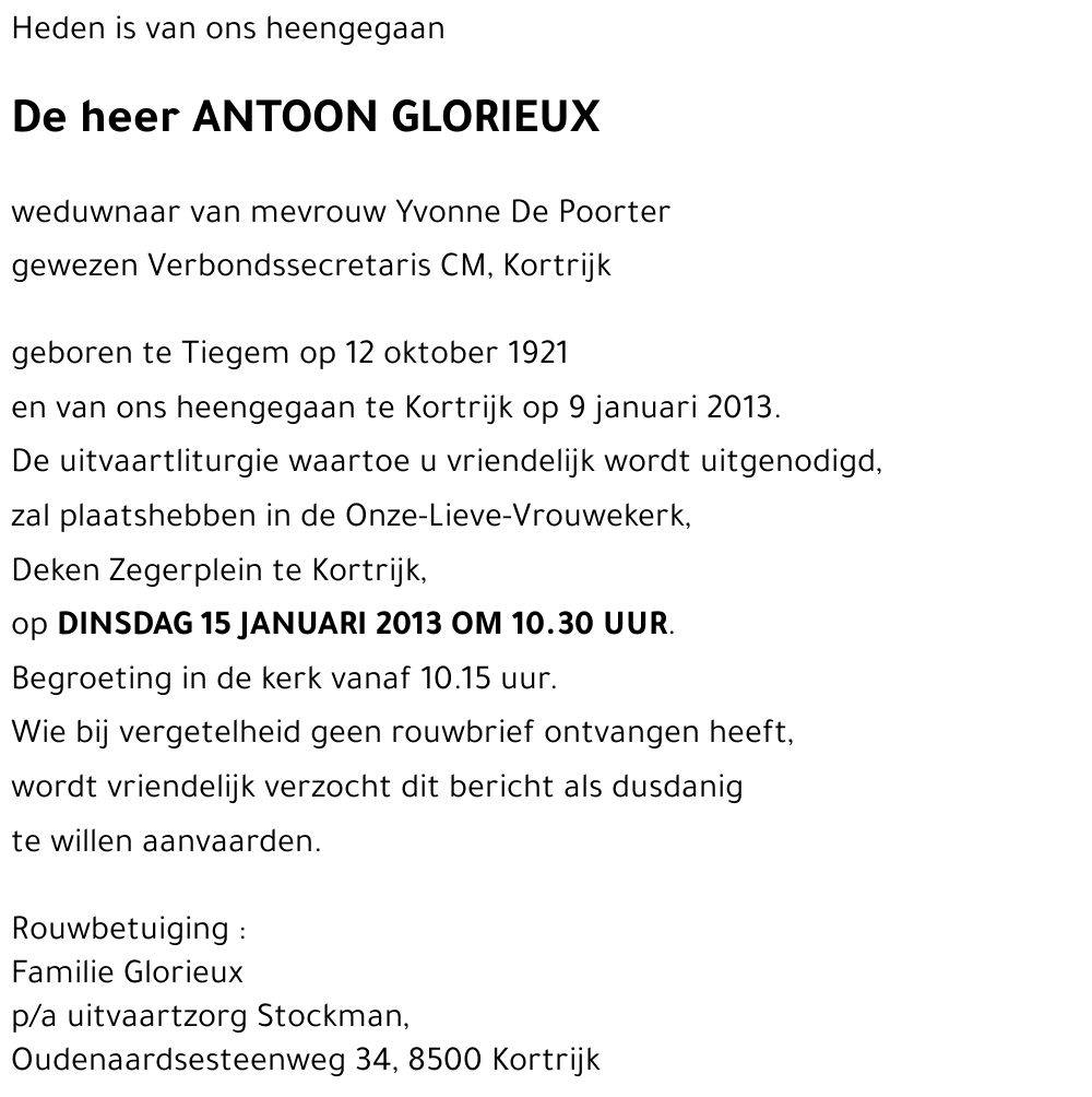 ANTOON GLORIEUX