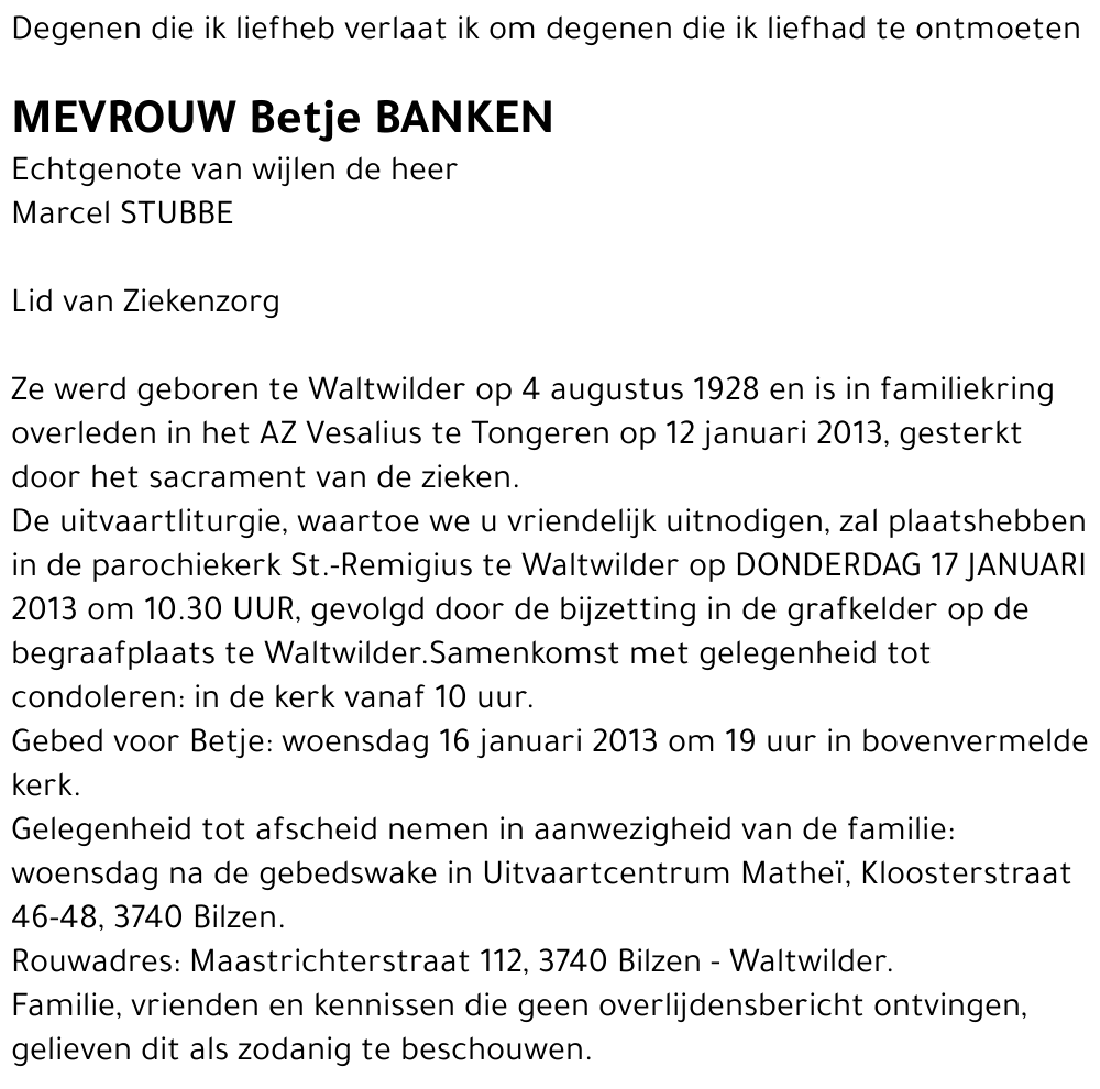 Betje BANKEN