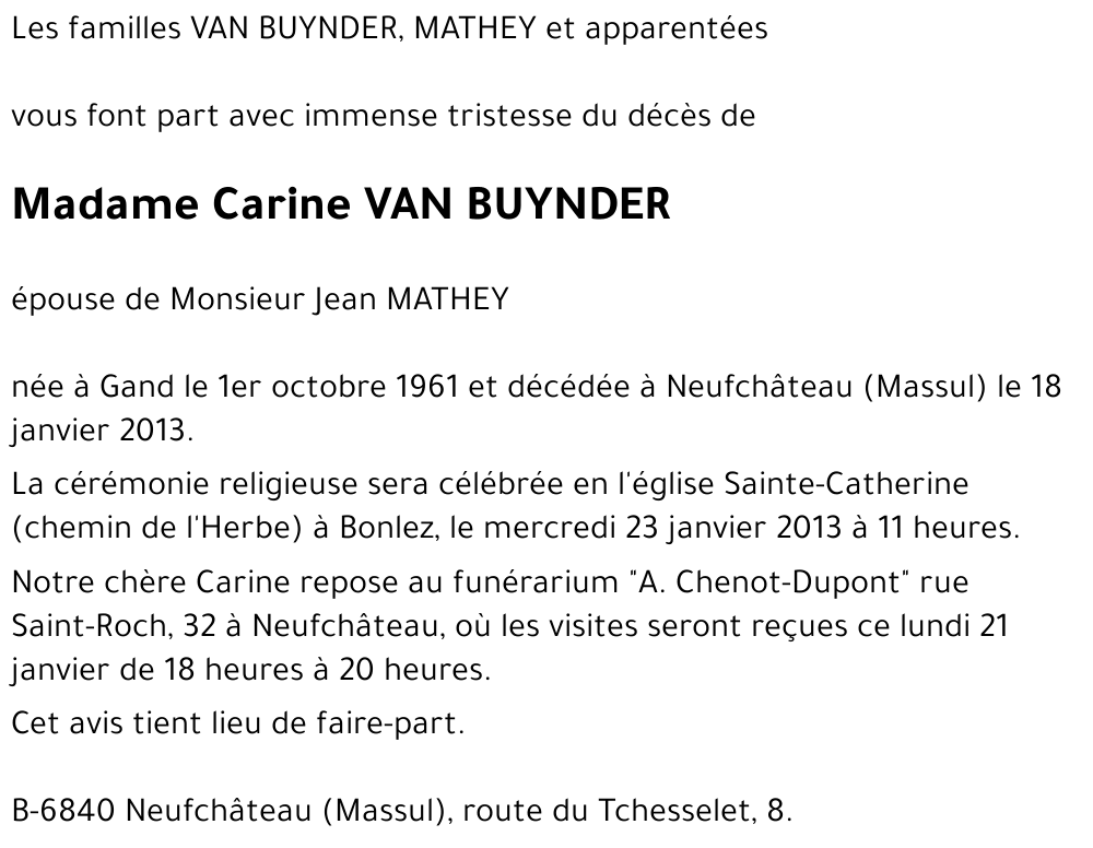 Carine VAN BUYNDER