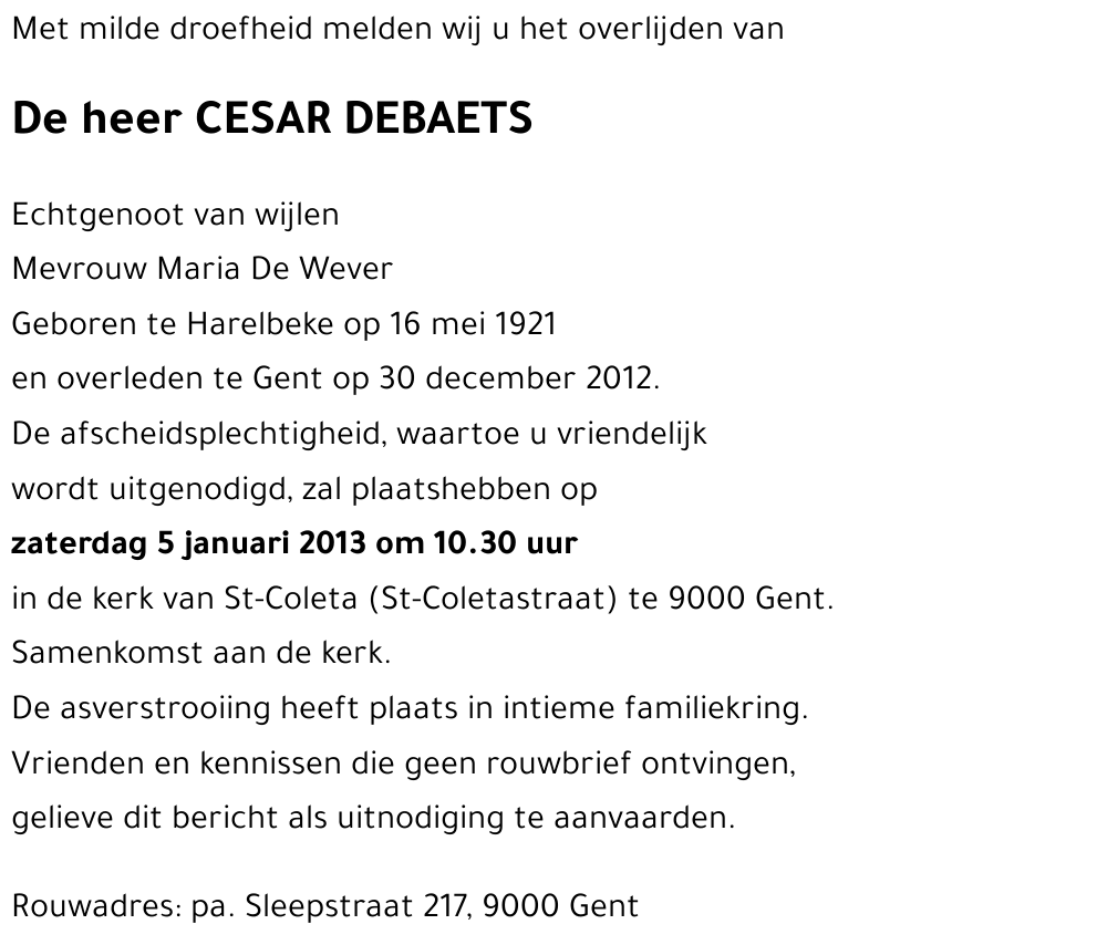 CESAR DEBAETS