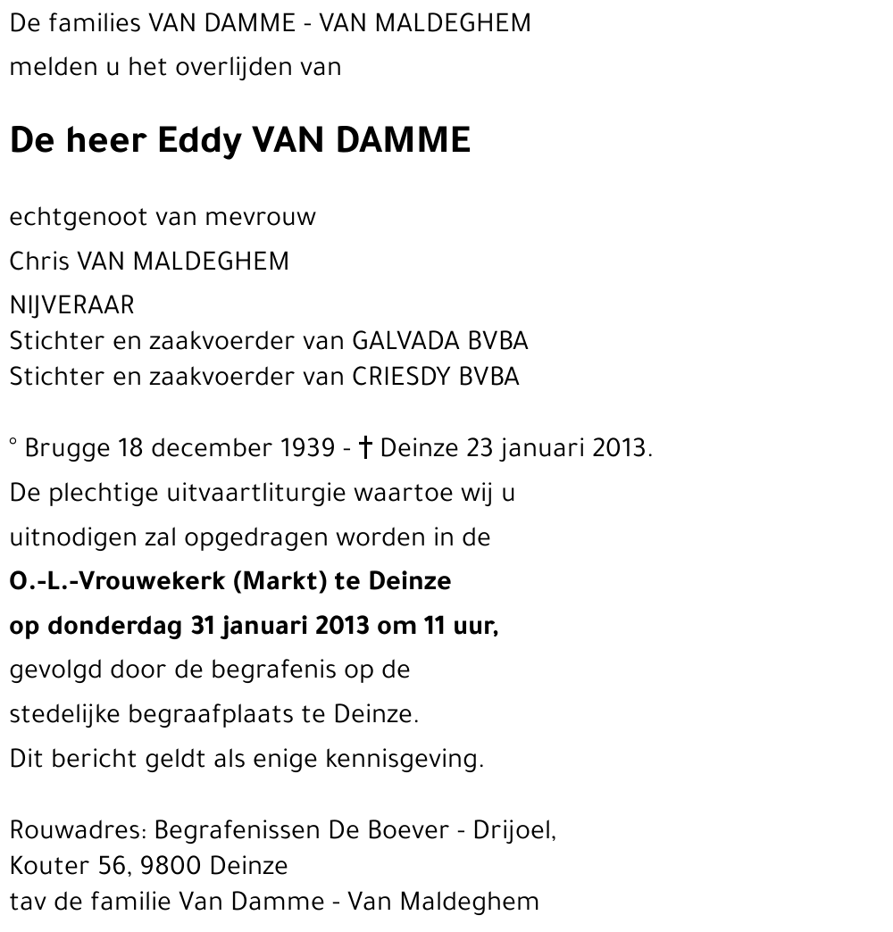 Eddy VAN DAMME
