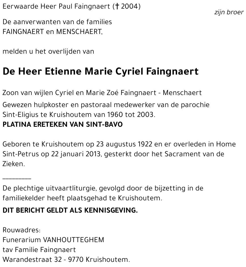 Etienne Marie Cyriel Faingnaert