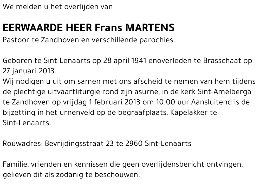 Franciscus Adrianus MARTENS