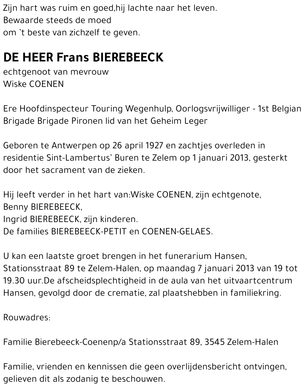 Frans BIEREBEECK