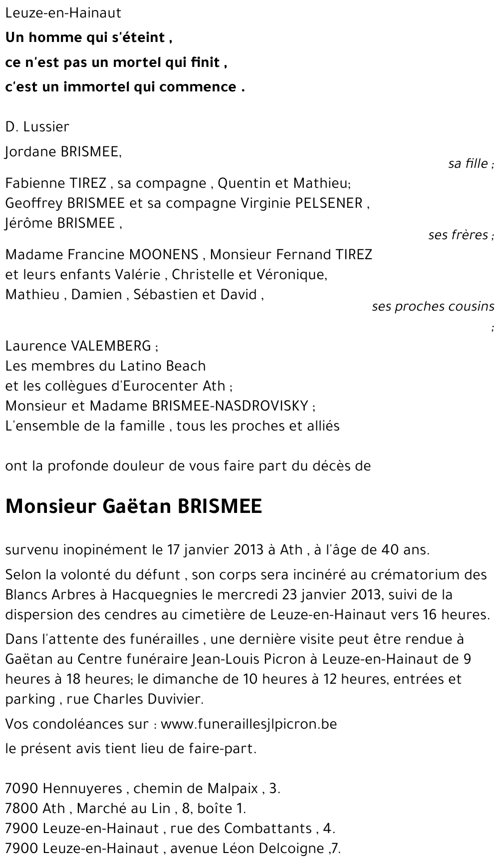 Gaëtan BRISMEE