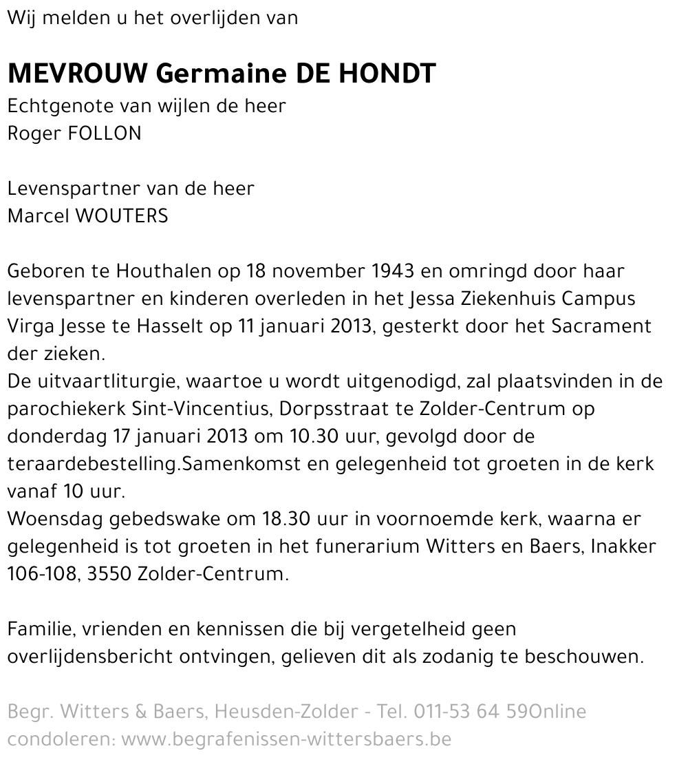 Germaine De Hondt