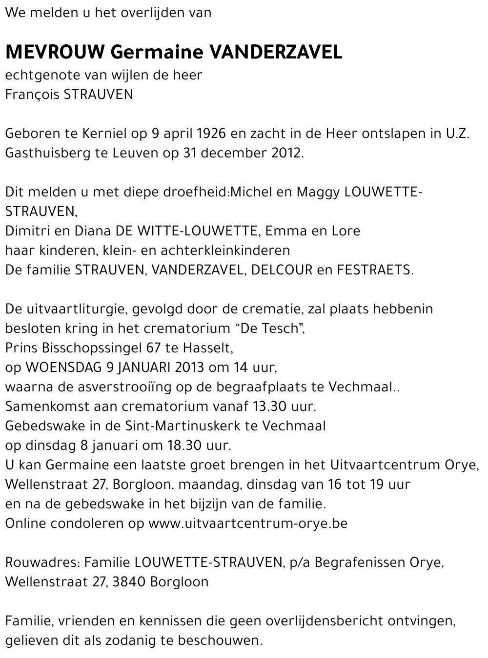 Germaine Vanderzavel