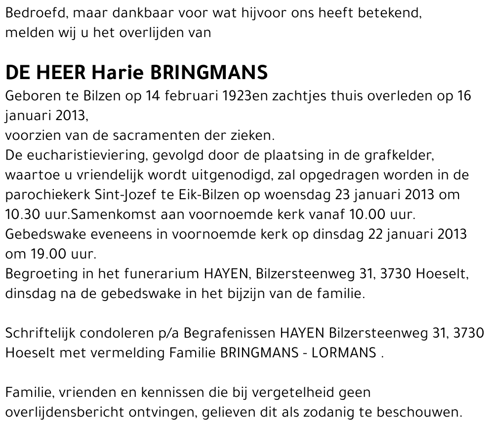 Harie BRINGMANS