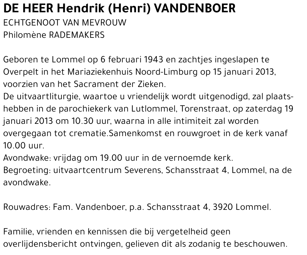 Hendrik (Henri) Vandenboer