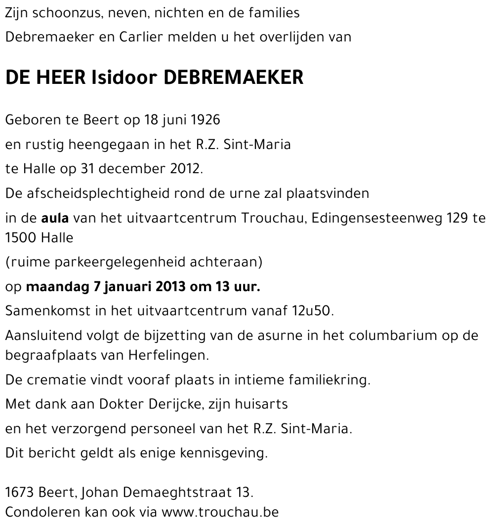 Isidoor DEBREMAEKER