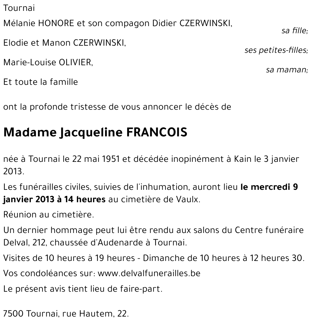 Jacqueline FRANCOIS
