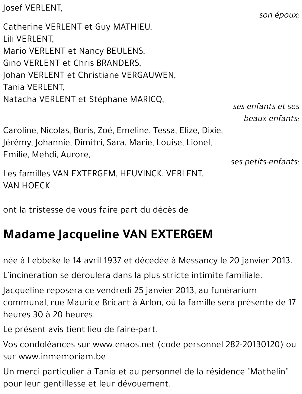 Jacqueline VAN EXTERGEM