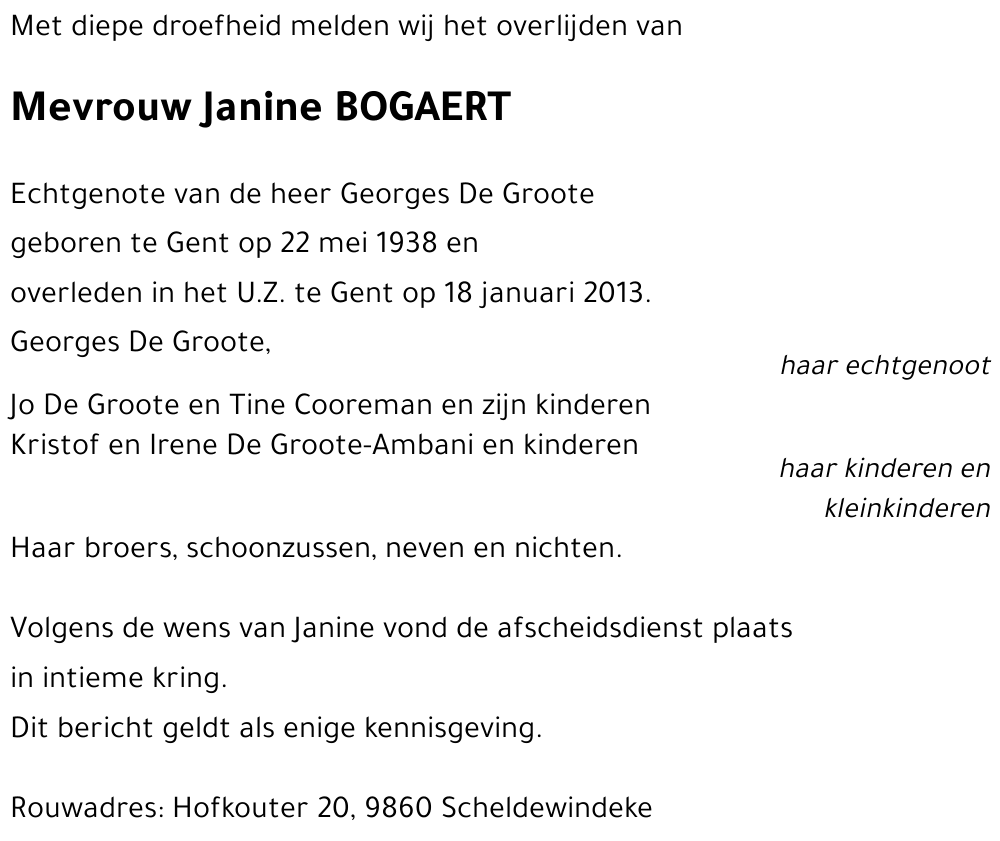 Janine BOGAERT