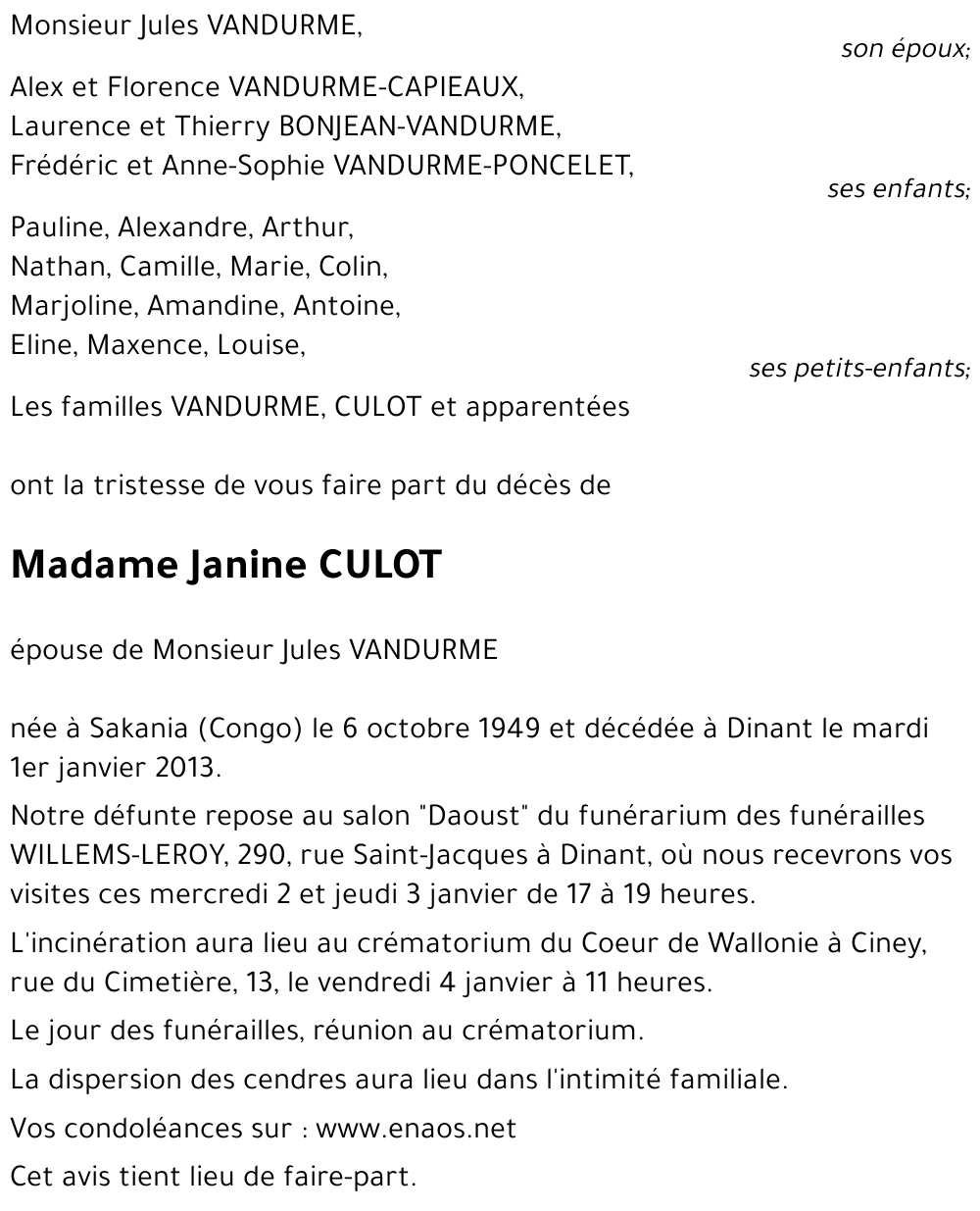 Janine CULOT