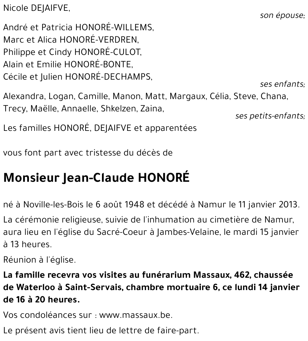 Jean-Claude HONORÉ