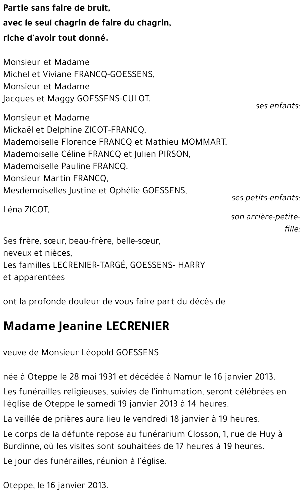 Jeanine LECRENIER